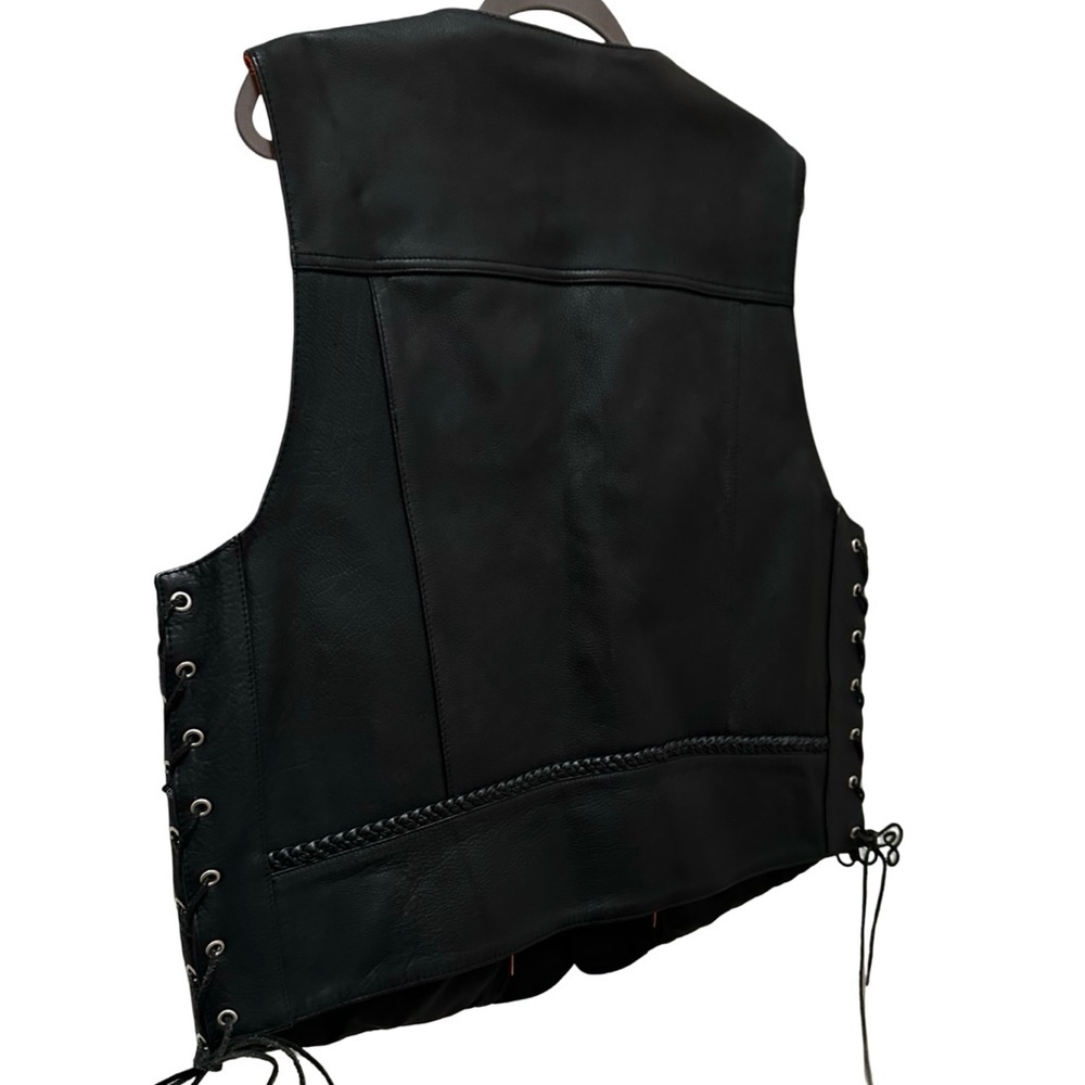 First Classics Black Leather Motorcycle Vest – XL - Picture 11 of 16